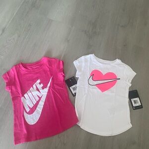 Nike Girls Short Sleeve Logo Tee Set - Hot Pink & White